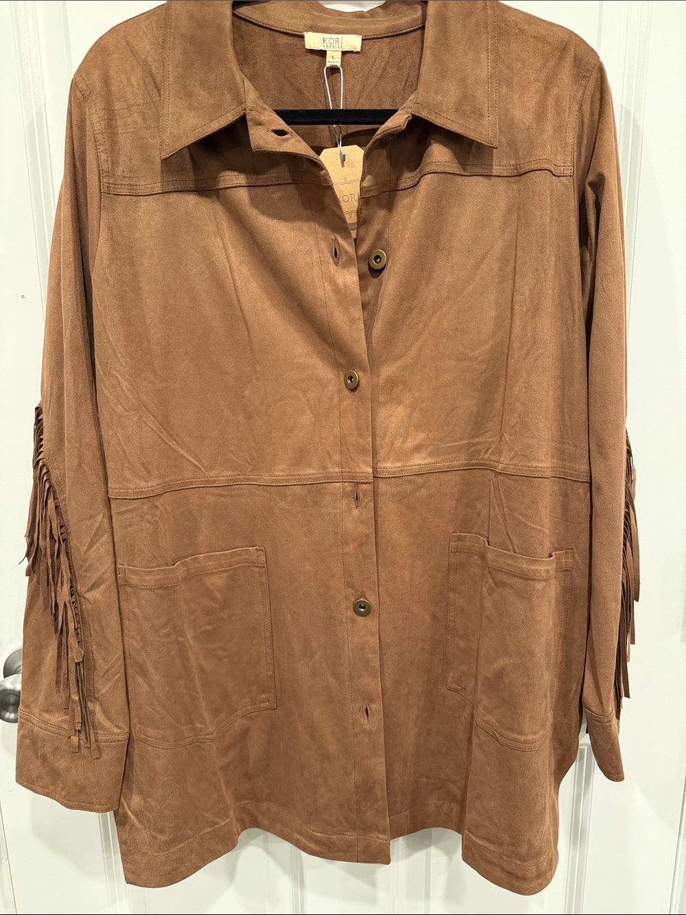 Kori Suede Button-Front Jacket in Brown - Picture 4 of 5